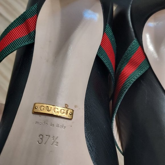 Gucci Black Leather Sylvie Mary Jane Web Pump - Picture 8 of 9